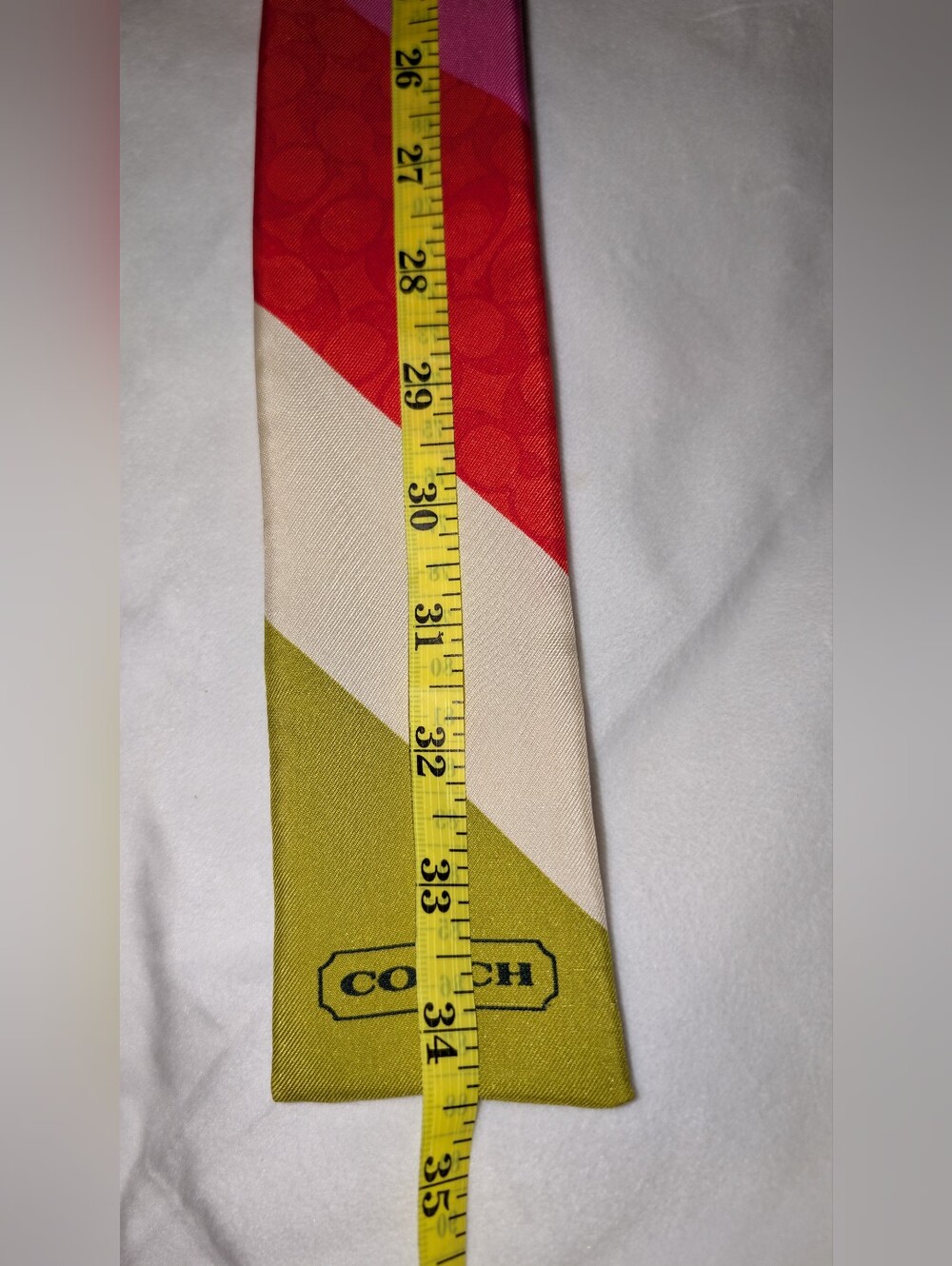 Coach Multicolor Signature Stripe Silk Scarf EUC - Picture 3 of 4